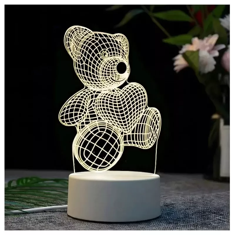 Yövalo Extralink HOME 3D sydän optinen harha yöpöytävalo USB