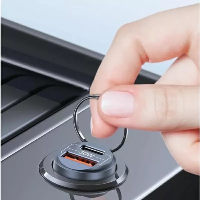Autolaturi usams C38 30W — 1x USB-A + 1x USB-C pikalataus