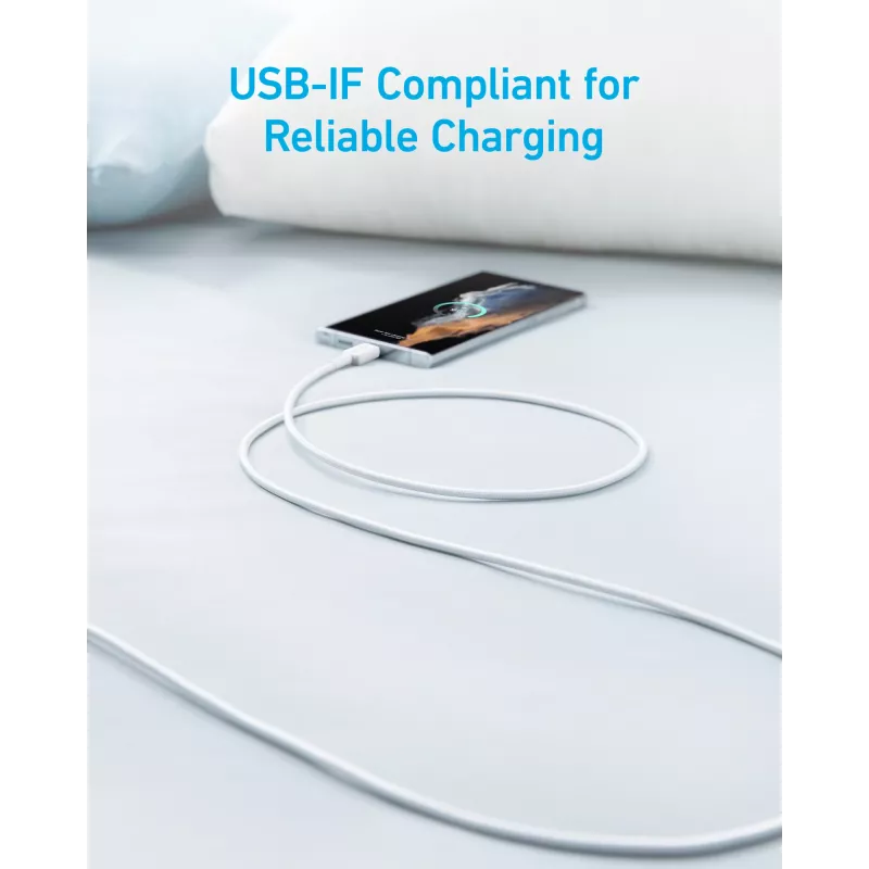 USB-A–USB-C-kaapeli Anker A81H5G21 — 0,9 m, valkoinen