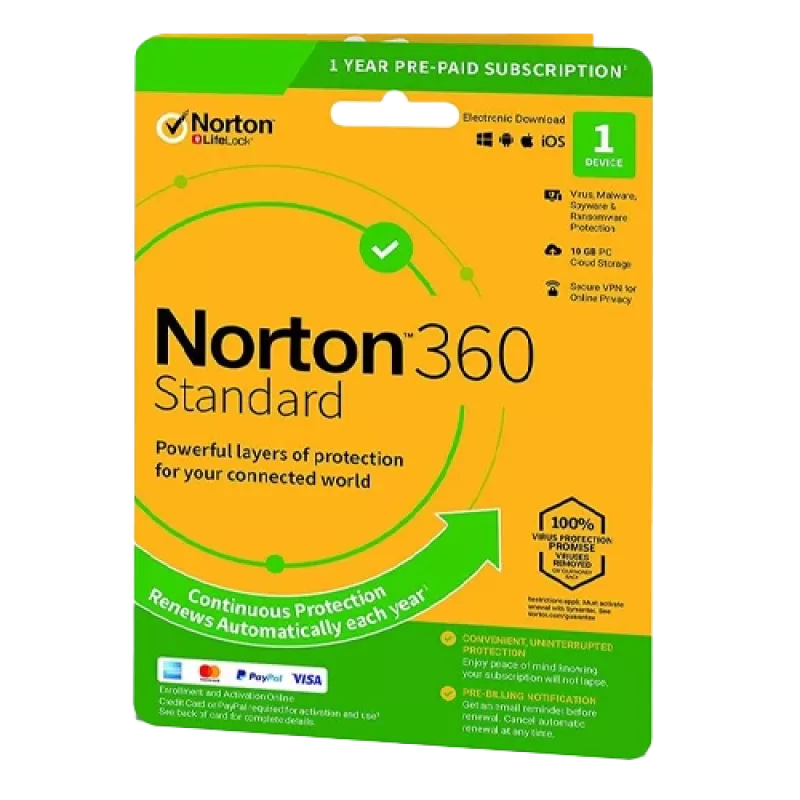 Norton 360 Standard | 1 laite | 1 vuosi | 10 Gb pilvitallennustilaa | EU | NON SUB |