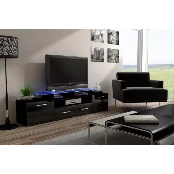 Cama TV-taso EVORA 200 musta/musta kiiltävä