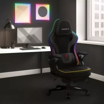 huzaro HZ-FORCE 4.6 RGB musta Mesh pelituoli — ergonominen, korkeussäädettävä, RGB-valaistus, kangasistuin, enintään 130 kg