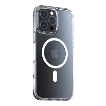 Läpinäkyvä Torras Diamond-Mag suojakotelo iPhone 16 Pro -puhelimelle, magneettinen MagSafe-yhteensopiva kiinnitys, ohut istuvuus