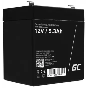 Green Cell AGM45 UPS-akku, sinetöity lyijy-happo (VRLA), 12 V, 5,3 Ah