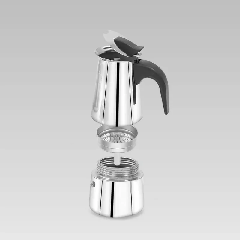 Maestro MR-1660 mokapannu 0,2 L ruostumaton teräs espressokeitin, 4 kuppia, musta kahva
