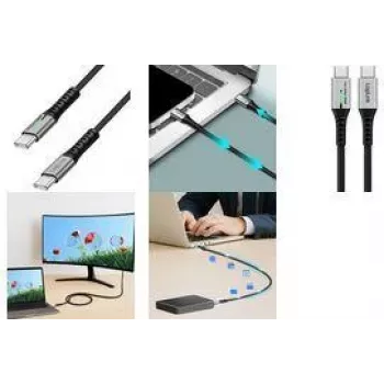 LogiLink USB 3.2 Gen2x2 Type-C -kaapeli C/uros LED musta CU0432 - kaapeli - digitaali/data