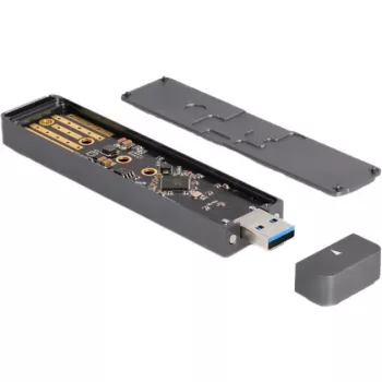 Delock - muistikotelo - ulkoinen kotelo M.2 NVME PCIe SSD- tai SATA SSD -asemalle USB 10 Gbps Type-A -liittimellä - M.2 - M.2 NVMe Card / SATA 6Gb/s - USB