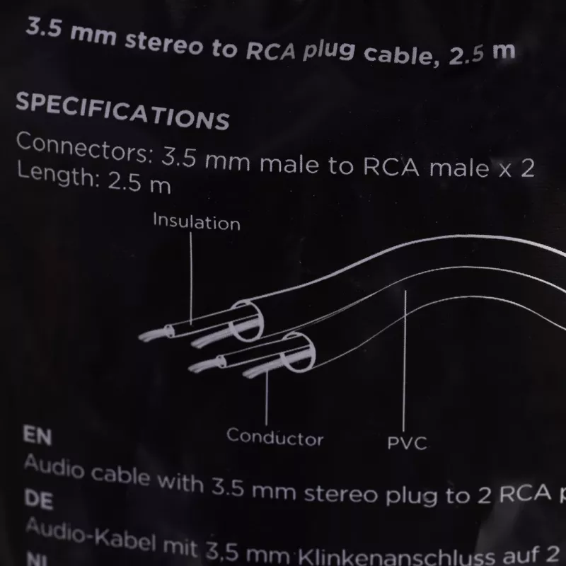 Gembird 2,5 m, 3,5 mm/2xRCA, M/M audiokaapeli musta, punainen, valkoinen