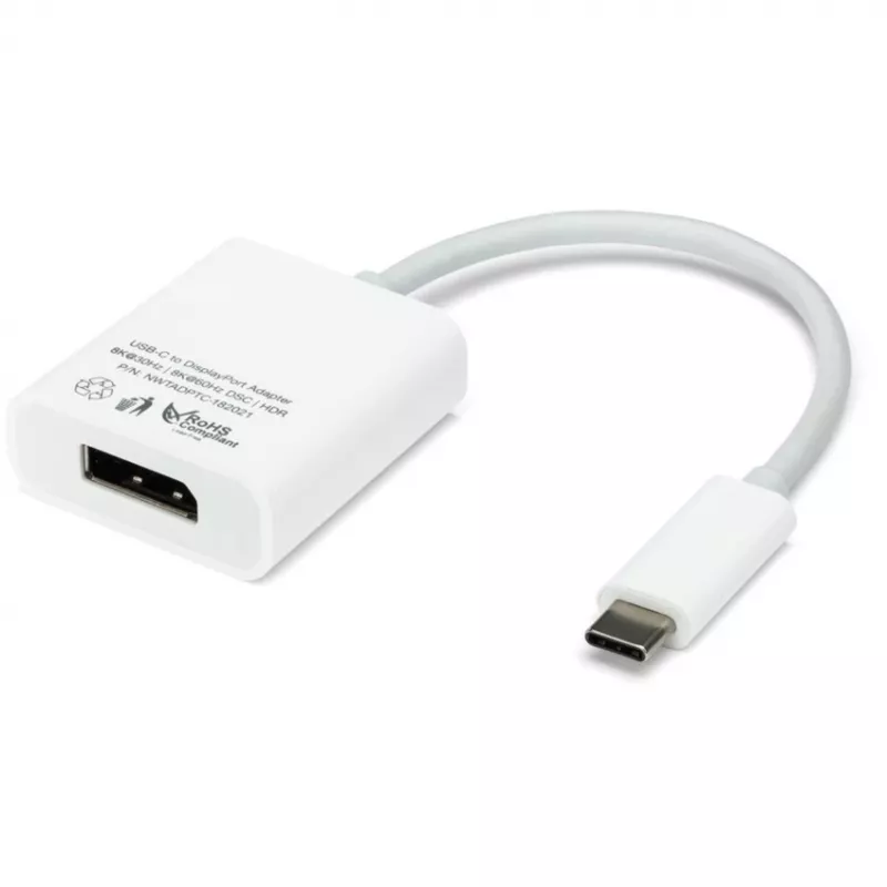 USB-adapteri, USB-C-uros > DisplayPort-naaras (valkoinen, 11 cm)