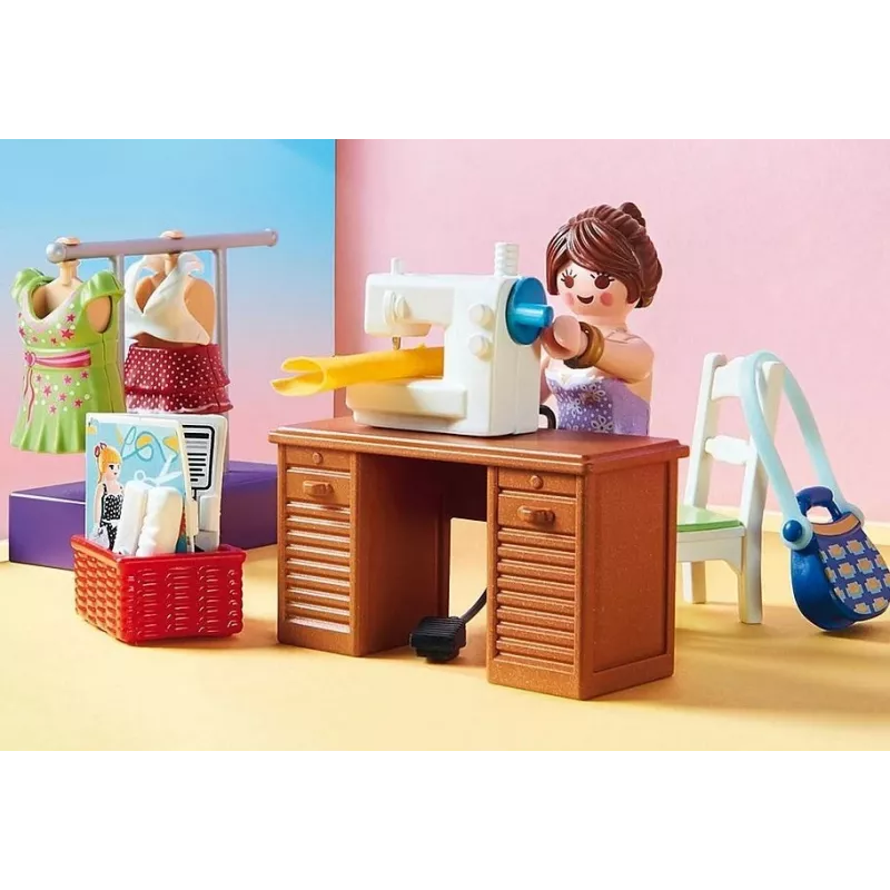 Playmobil nukkekodin leikkisetti hahmoilla – makuuhuone ompelunurkalla 70208