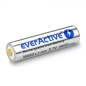 Akku everActive 18650 3.7V Li-ion 2600mAh micro USB suojauksella BOX
