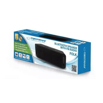 Stereo-kannettava kaiutin ESPERANZA FOLK musta — 6 W RMS, Bluetooth, microSD, LiPo-akku