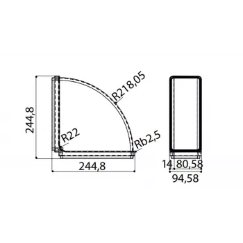 Faber Curve CRO 90 – 90° mutka suorakaiteen muotoiselle poistokanavalle 220 x 90 mm