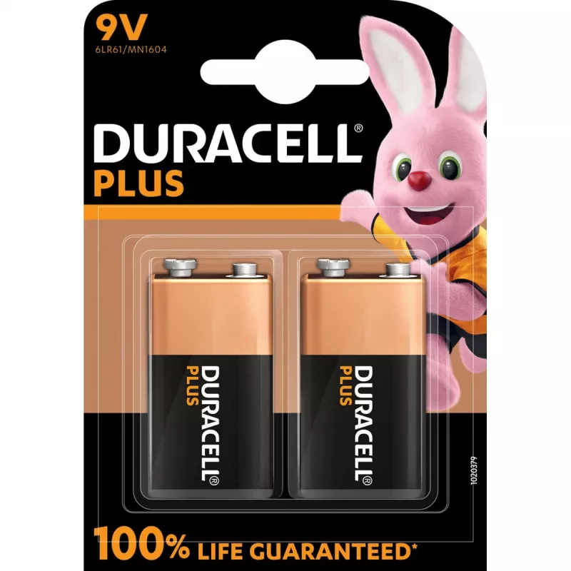 Duracell Plus 9V paristo (MN1604 / 6LR61), 2 kpl