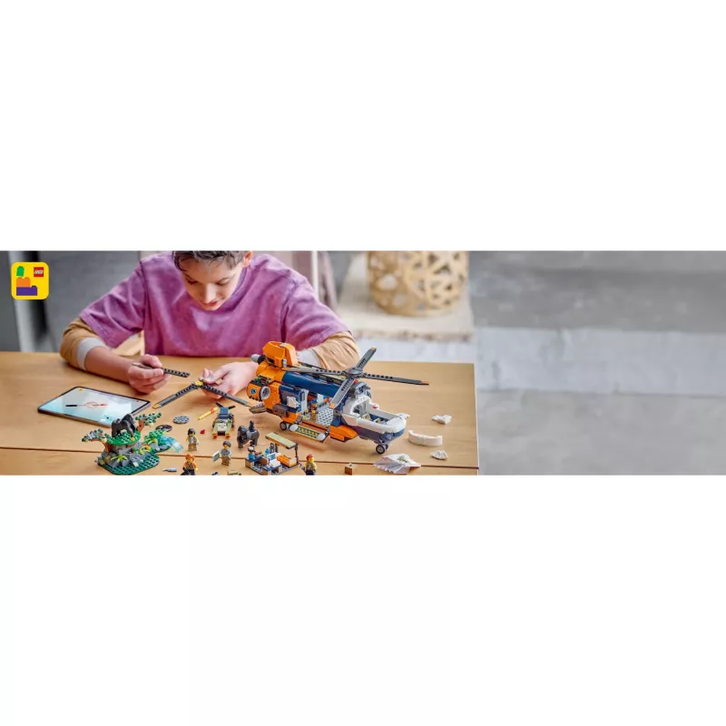 LEGO City 60437 viidakkotutkijahelikopteri tukikohdassa
