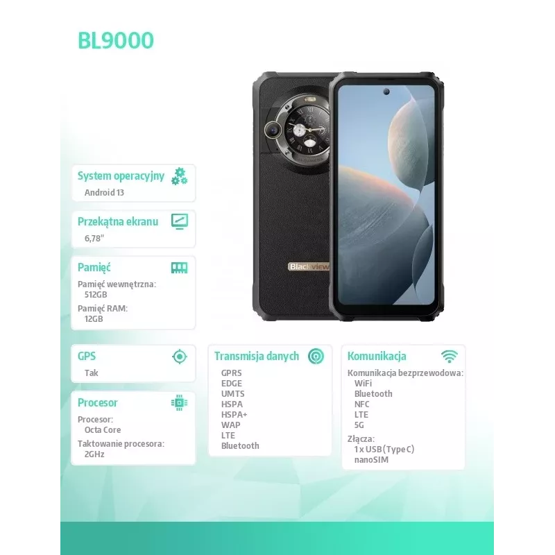 Blackview BL9000 5G 12/512GB musta
