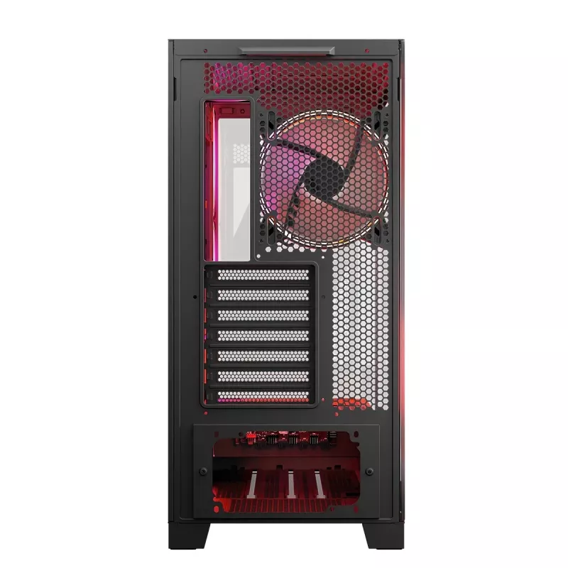 PC-kotelo MODECOM Volcano SPACE APEX ARGB Midi Tower, karkaistu lasi, USB-C, tukee ATX/microATX/Mini-ITX, GPU jopa 430 mm, CPU-jäähdytin jopa 180 mm