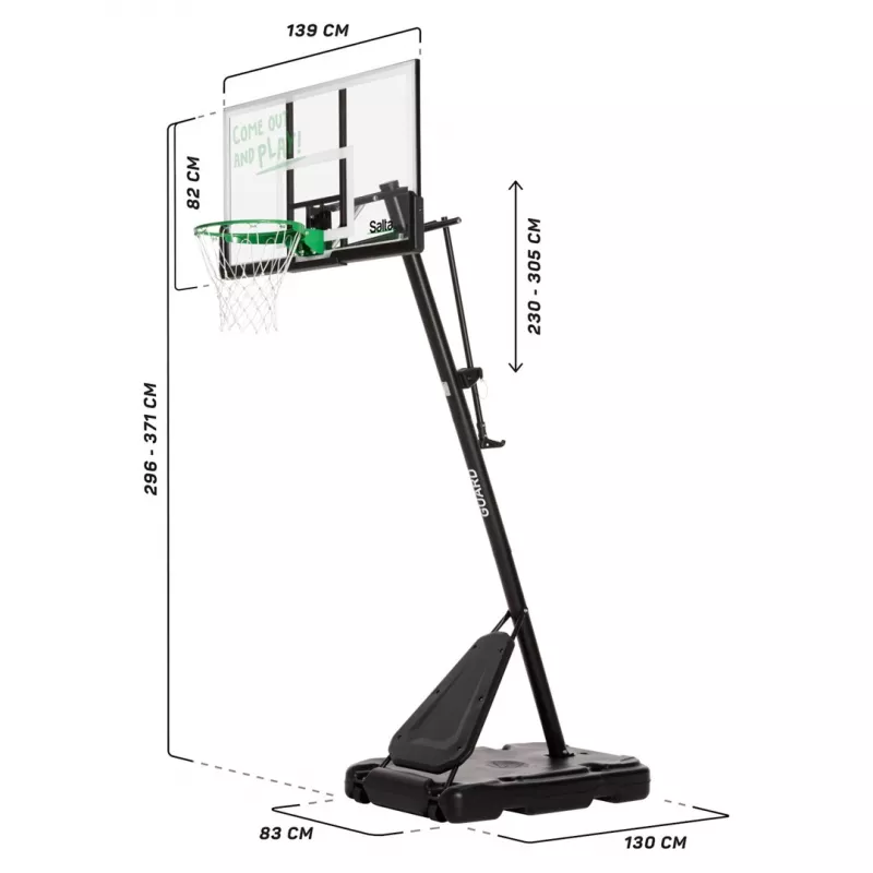 Teline koripallotelineelle Salta Guard 138 x (296–371) x 240 cm, malli 5134