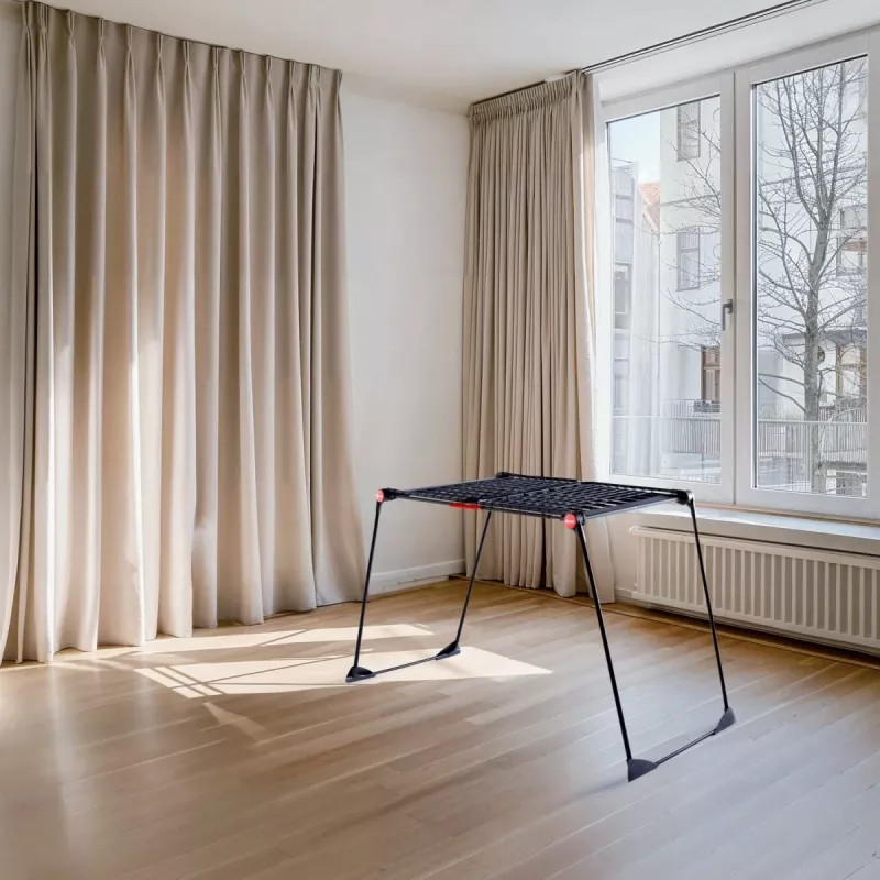 Kuivausteline VILEDA Infinity Flex Ultimate Teleskooppi — musta, pinnoitettu alumiini, 30 m kuivausala, taitettava, rullat