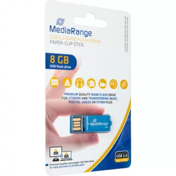 USB Nano 8 GB, USB-muistitikku sininen, USB-A 2.0, paperiliitintoiminnolla