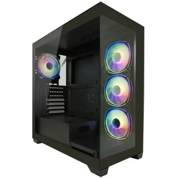 LC-Power kotelo MidiTower 715B musta USB3.2/audio ilman virtalähdettä SEAMLESS_X (LC-715B-ON)