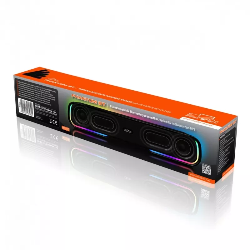 Kaiutin MEDIA-TECH Phantom MT3180 Soundbar 450W RMS, 80W paristokäyttöinen, Bluetooth, johdollinen & langaton, musta