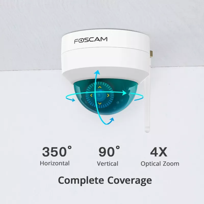 Foscam D4Z ulkokäyttöön tarkoitettu IP-valvontakamera, 4 MP, 1536p, Wi-Fi AC, LAN, valkoinen