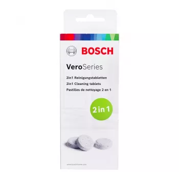 Bosch TCZ8001A puhdistustabletit — valkoinen, 10 kpl:n pakkaus, puhdistustabletit kodinkoneille