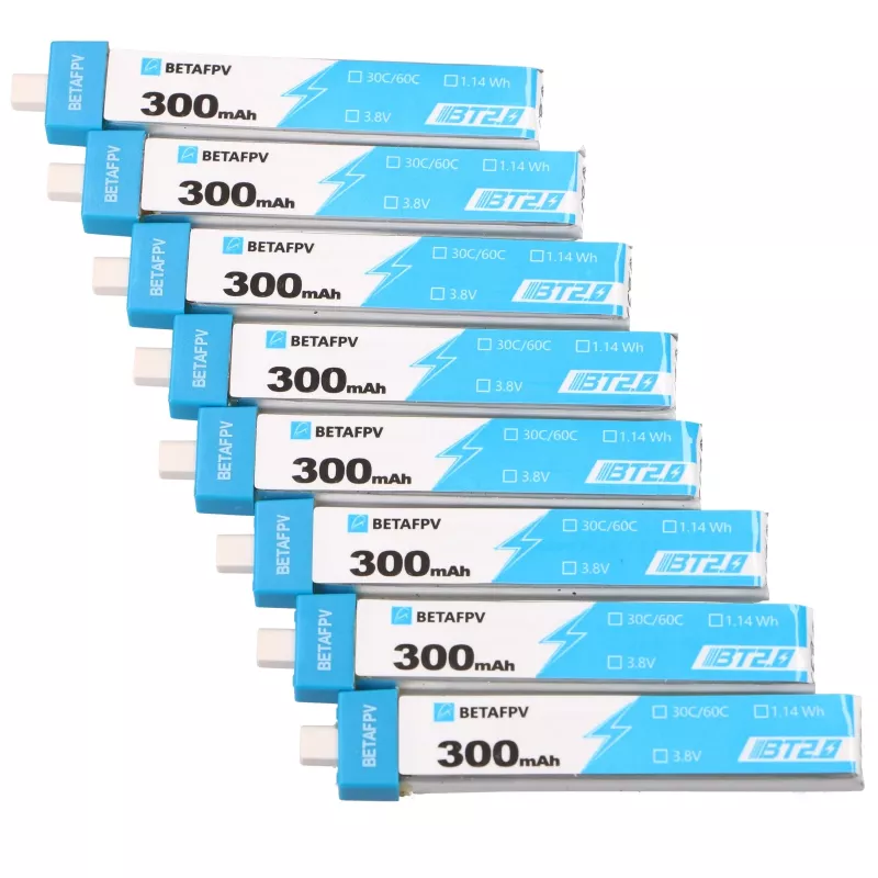 BetaFPV BT2.0 1S drooniakku-sarja 300mAh 8 kpl pakkaus, 3,8V