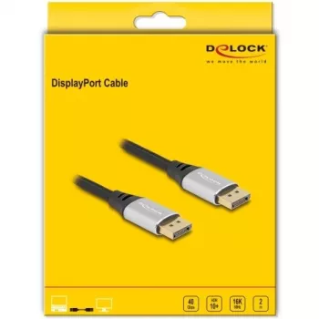 DeLOCK DisplayPort-kaapeli 16K 60 Hz 2 m hopea metalli