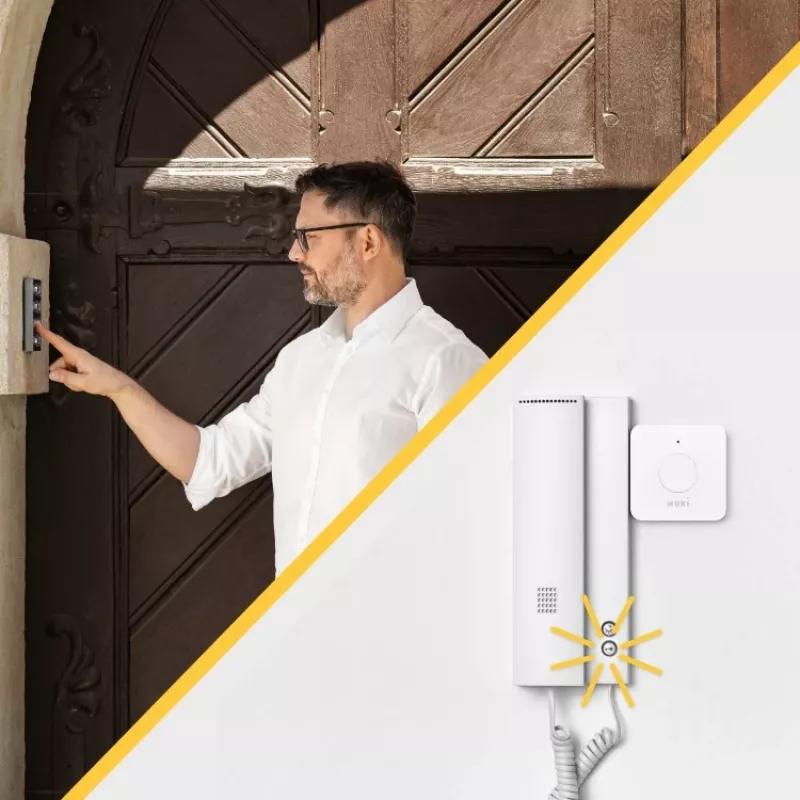 Button NUKI Opener valkoinen 70×22×70 mm, Bluetooth 5.0, yhteensopiva NUKI:n kanssa