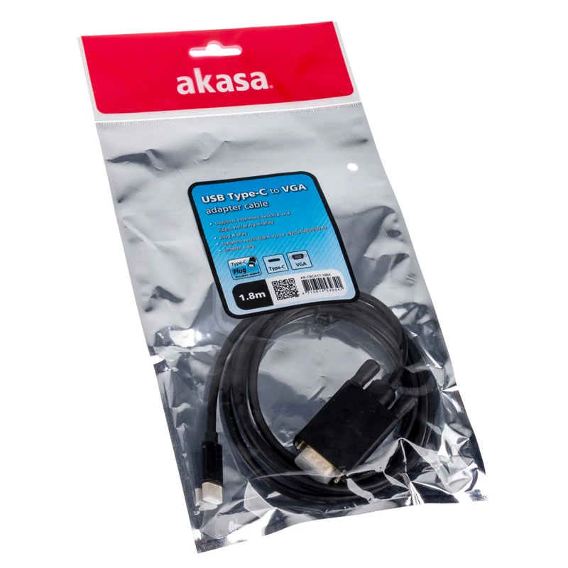 Kaapeliadapteri USB Type-C VGA Akasa AK-CBCA17-18BK
