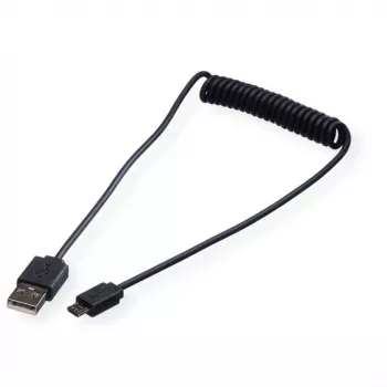 ROLINE USB 2.0 spiraalikaapeli - A - Micro B - ST/ST 1,0 m - suojattu - USB 2.0 Type Micro B - 1 mm - spiraalikaapeli (11.02.8317)