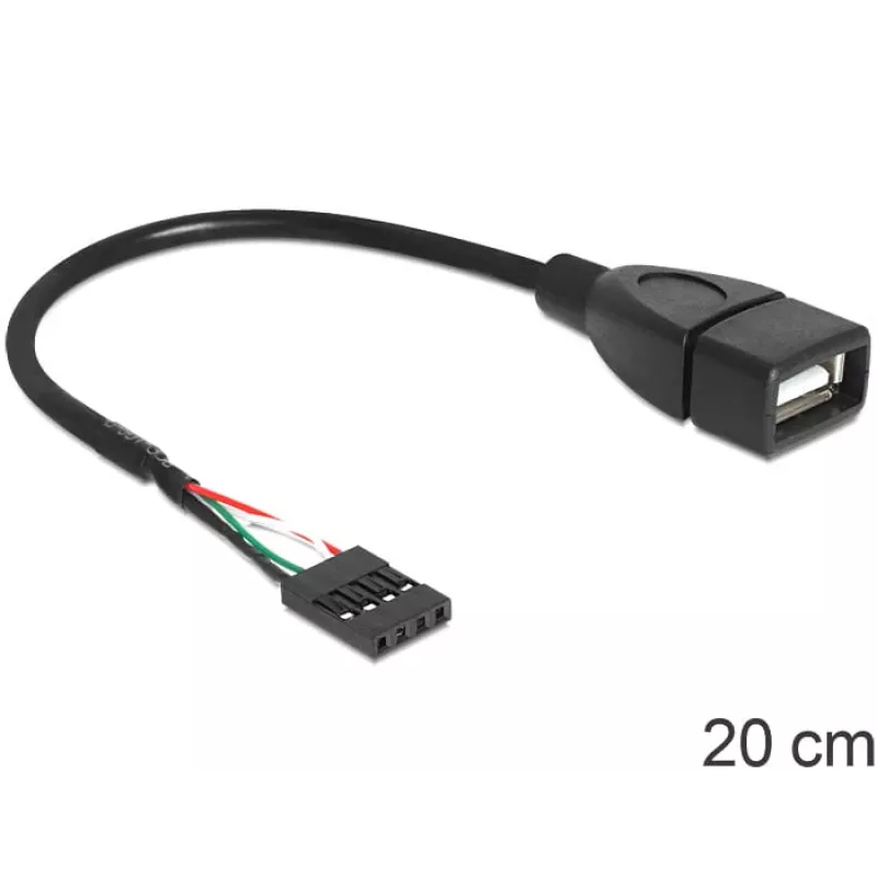 Delock kaapeli USB-pistokeholkki > USB 2.0 Type-A holkki 20 cm (83291)