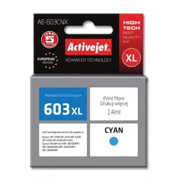Activejet AE-603CNX muste (korvaa Epson 603XL T03A24; Supreme; 14 ml; syaani)