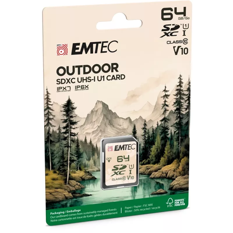 Emtec 64GB UHS-I SDHC V30/V10 Outdoor flash-muisti