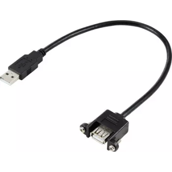 Renkforce USB-kaapeli USB 2.0 USB-A-pistoke, USB-A-liitin 0,25 m musta asennukseen, ruuvattava RF-5720402 (RF-5720402)