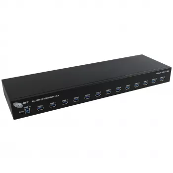 USB-keskitin ALLNET ALL-RM-19-USB3-HUB-13-A – 13-porttinen USB 3.0 rack-asennettava keskitin, 48,30 cm