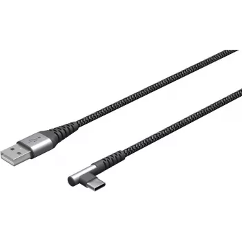 USB-C - USB-A -tekstiilikaapeli metalliliittimillä (avaruudenharmaa/hopea), 2 m