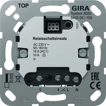 Relemoduuli Gira System 3000 540300 — kytkinmoduuli valaistukselle ja kuormille