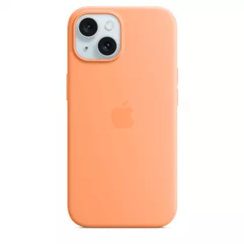 Apple iPhone 15 silikonikotelo MagSafe-yhteensopiva – Orange Sorbet