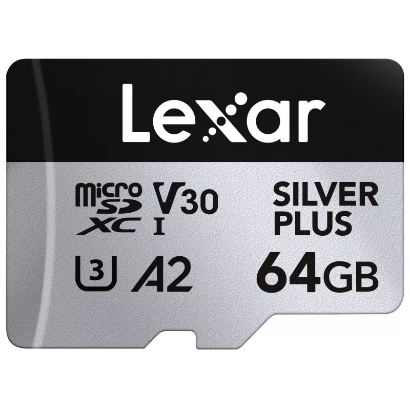 MicroSD-kortti Lexar 64 GB UHS-I luokka 3 SILVER PLUS