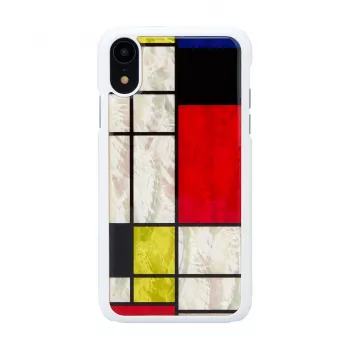 Älypuhelinkotelo iKins iPhone XR Mondrian White – suojaava kova kuorimainen takakansi