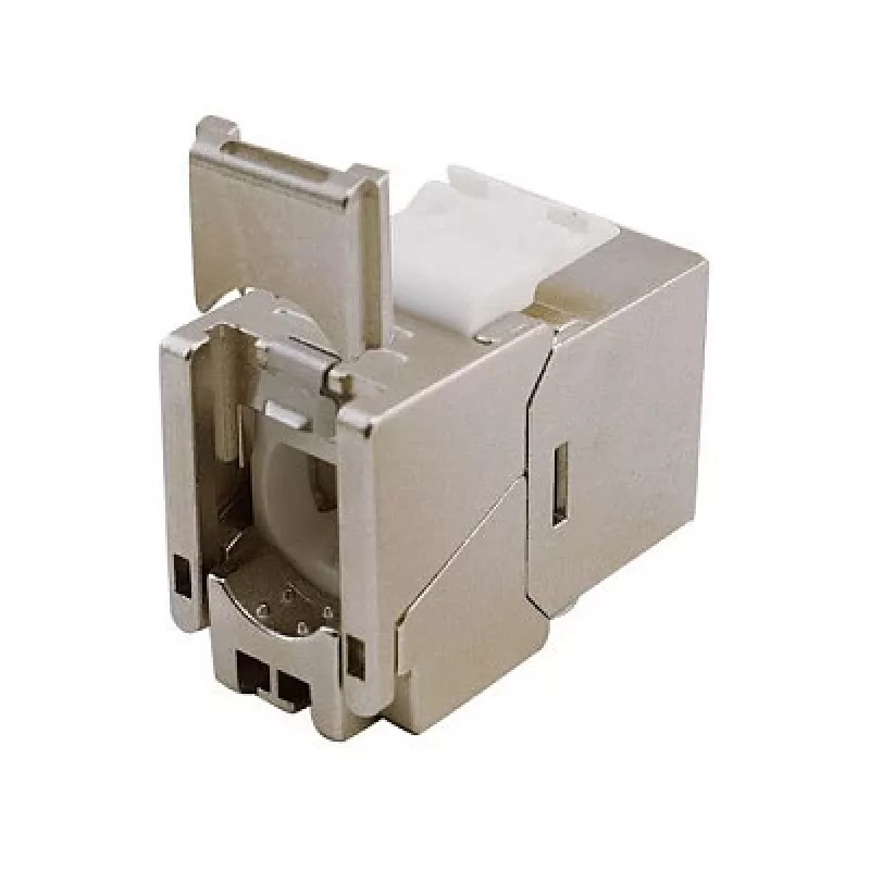 Suojattu Cat.6A ohut Keystone-liitin, EQUIP 767223, työkaluton, RJ-45, litteä, hopea, 8 kpl