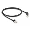 DeLOCK RJ45-verkkokaapeli Cat.6A S/FTP ohut 90° ylöspäin taivutettu 1 m musta