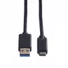 ROLINE - USB-kaapeli - USB Type-C (uros) - 9-napainen USB Type-A (uros) - 50 cm (USB 3.1) - valettu - musta (11.02.9010)