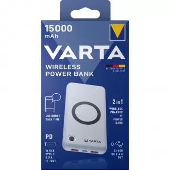 Kannettava varavirtalähde Varta Wireless Power Bank 15000 mAh