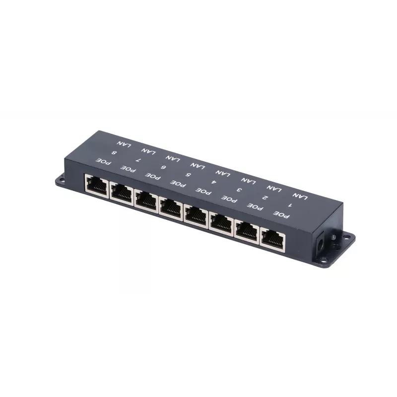 Extralink 8-porttinen PoE-injektori, 8x 100 Mb/s RJ45