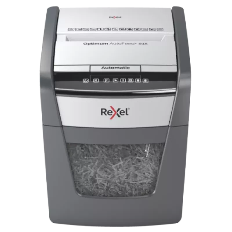 Rexel Optimum AutoFeed+ 50X silppuri automaattisella syötöllä, silppuleikkaus, P4