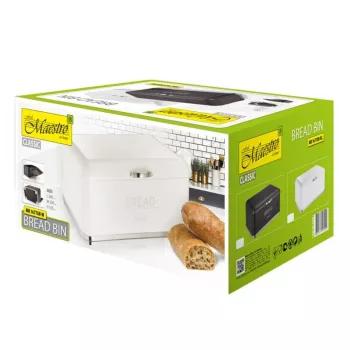 Leipälaatikko Maestro MR1677-AR-W – suorakaiteen muotoinen ruostumaton teräs, valkoinen, 340×220×160 mm